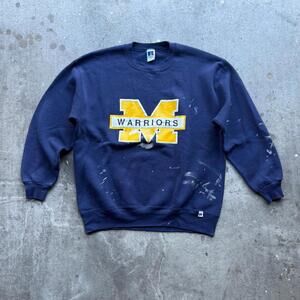 vintage Navy and yellow Russell Athletic crewneck sweatshirt streetwear